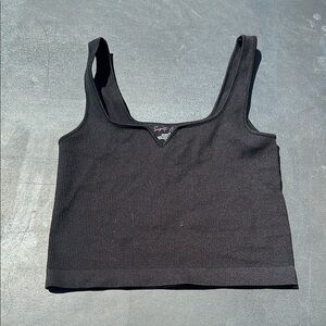 Buckle Black Fitted Sleeveless Crop Tank